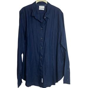 J Crew Mens Slim Fit Button Up Shirt 15T Baird McNutt Irish Linen Navy